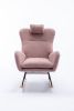 35.5" Upholstered Rocker-White Velvet Nursery Chair with Headrest