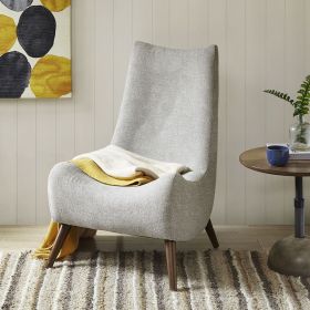 Mid-Century Accent Chair-Upholstered with Walnut Legs (Color: as Pic)