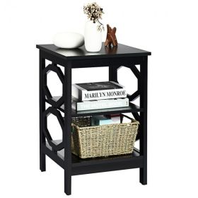 3-tier Nightstand Sofa Side End Accent Table (Color: Black)