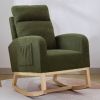 Modern Accent Rocking Chair Rocking Chair with Solid Wood Legs, Upholstered Nursery Glider Rocker, Comfy Armchair with Side Pocket