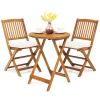 3-Piece Folding Acacia Wood Patio Bistro Set