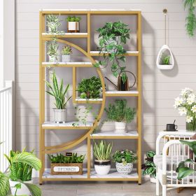 Bookshelf Industrial 5 Tier Etagere (Color: White And Gold)