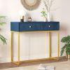 Modern Sleek Console Table Two Drawers with Stripe Design for Living Room and Entryway
