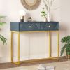 Modern Sleek Console Table Two Drawers with Stripe Design for Living Room and Entryway