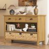 Vintage Console Table with Drawers,Water Hyacinth Woven Baskets,Multi-Color Options,Ideal for Entryway and Living Room