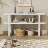 Retro Elegant Console Table with Marble-Effect Top and Versatile Storage Solutions for Entryway and Living Room