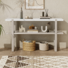 Retro Elegant Console Table with Marble-Effect Top and Versatile Storage Solutions for Entryway and Living Room