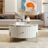 Black Round Coffee Table with Drawers-Modern Storage Design