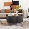 Black Round Coffee Table with Drawers-Modern Storage Design