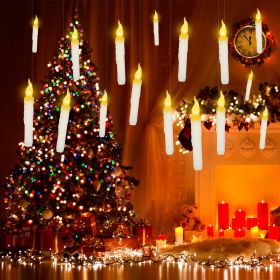12Pcs Flameless Floating Candles LED Magic Hanging Candle Light Battery Operated Flickering Warm Light Window Candle With Magic Wand Remote for Hallow (Lighting Color: Warm Light)