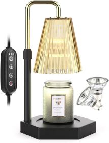 Adjustable Candle Warmer Lamp - Dimmable Wax Melter with Timer (Color: Black)