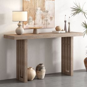Uniquely Designed Oak Veneer Console Table with Distinctive Side Shapes, Suitable for Entryway, Hallway, Living Room, Foyer, Corridor (Color: Natural, Material: MDF)
