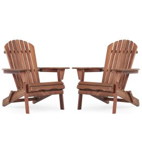 Wooden Outdoor Folding Adirondack Chair Set of 2 Wood Lounge Patio Chair for Garden,Garden, Lawn, Backyard, Deck, Pool Side, Fire Pit,Half Assembled, (Color: as Pic)