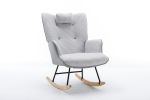 35.5" Nursery Rocking Chair-Pink Cotton Glider with Houndstooth pattern