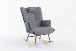 35.5" Nursery Rocking Chair-Pink Cotton Glider with Houndstooth pattern