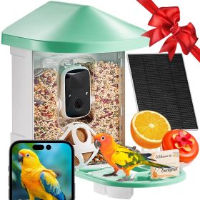 VEVOR Smart Bird Feeder with Camera ,2K HD, AI Bird ID & Solar Panel (Solar Panel Style: 1 External 3W Panel, Color: Green)