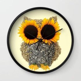Hoot! Day Owl! Wall clock (Color: Black)