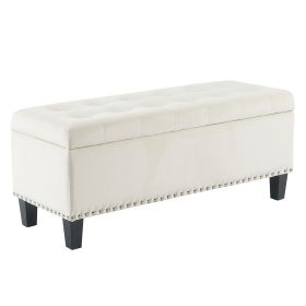 Ottoman with Storage,Foot Rest Bench Bag Floor Chair for Bedroom or Entryway in Gray (Color: Beige)
