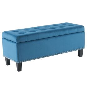Ottoman with Storage,Foot Rest Bench Bag Floor Chair for Bedroom or Entryway in Gray (Color: Sky Blue)
