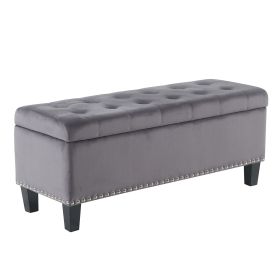 Ottoman with Storage,Foot Rest Bench Bag Floor Chair for Bedroom or Entryway in Gray (Color: Gray)