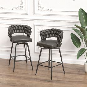 28" 360 Swivel Bar Stools Set of 2 Modern Swivel Bar Chairs, Barstools Counter Height with High Backrest, Easy 3-5 Minute Assembly for Bar, Kitchen (Color: Tan+PU)