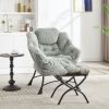 Lazy Chair with Ottoman, Modern Lounge Accent Chair with Armrests and a Side Pocket
