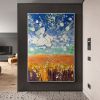 Hand Painted Oil Painting Original Nature Landscape Oil Painting On Canvas Textured Wall Art Abstract Sky Cloud Art Wheat Field Painting Living room H