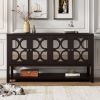 Elegant Retro Console Table/Storage Cabinet/Sideboard with Mirrored Doors,Spacious Shelves,and Durable Acacia Wood Legs - Perfect for Living Room