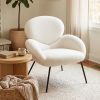 Bouclé Barrel Accent Chair with Curved Back