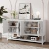 Elegant Retro Console Table/Storage Cabinet/Sideboard with Mirrored Doors,Spacious Shelves,and Durable Acacia Wood Legs - Perfect for Living Room
