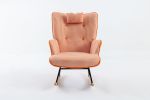 35.5" Nursery Rocking Chair-Pink Cotton Glider with Houndstooth pattern