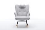 35.5" Nursery Rocking Chair-Pink Cotton Glider with Houndstooth pattern