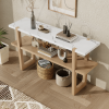 Retro Elegant Console Table with Marble-Effect Top and Versatile Storage Solutions for Entryway and Living Room
