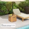 2-in-1 Acacia Wood Outdoor Side Table with  Hidden Storage