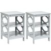 2 Pieces 3-tier Nightstand Sofa Side End Accent Table Storage Display Shelf