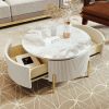Black Round Coffee Table with Drawers-Modern Storage Design