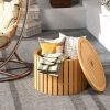 2-in-1 Acacia Wood Outdoor Side Table with  Hidden Storage