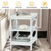 2 Pieces 3-tier Nightstand Sofa Side End Accent Table Storage Display Shelf