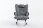 35.5" Nursery Rocking Chair-Pink Cotton Glider with Houndstooth pattern