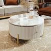 Black Round Coffee Table with Drawers-Modern Storage Design