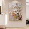 Hand Painted Oil Painting Flower Oil Painting On Canvas Heavy Textured Palette Knife Wall Decor Floral Wall Art Custom Painting White Floral Living ro