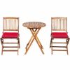 3-Piece Folding Acacia Wood Patio Bistro Set