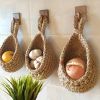 Xemussa 1pc kitchen tear drop basket, hand woven fruit basket Bohemian wall mounted storage food basket, suitable for fruits, vegetables, potatoes