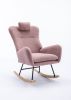 35.5" Upholstered Rocker-White Velvet Nursery Chair with Headrest