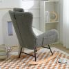 Rocking Chair Nursery, Teddy Upholstered Rocker Glider Chair with High Backrest, Adjustable Headrest & Pocket, Comfy Glider Chair for Nursery, Bedroom