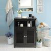 Home Bathroom Storage Cabinet Wood Floor Cabinet W/ Double Shutter Door