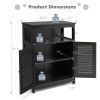 Home Bathroom Storage Cabinet Wood Floor Cabinet W/ Double Shutter Door