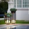 Solar LED Outdoor Plant Stand Floor Lamp with Side Table