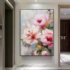 Handmade Oil Painting Original Flower Oil Painting on Canvas Large Wall Art Abstract Pink Floral Wall Art Living Room Decor Custom Painting Home Decor