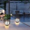 Solar LED Outdoor Plant Stand Floor Lamp with Side Table